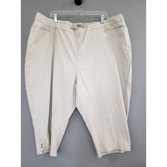 NWT Catherines Plus Essential Flat Front Twill Capri With Side Inset Pants STONE - Picture 5 of 5